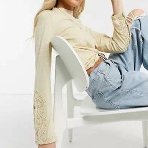 Free People | We The Free Wheat Hooked On You Lightweight Turtleneck | Medium